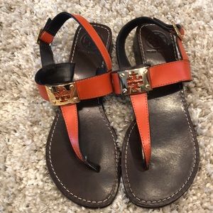 Tory Burch Orange Leather Thong Sandal Size 8